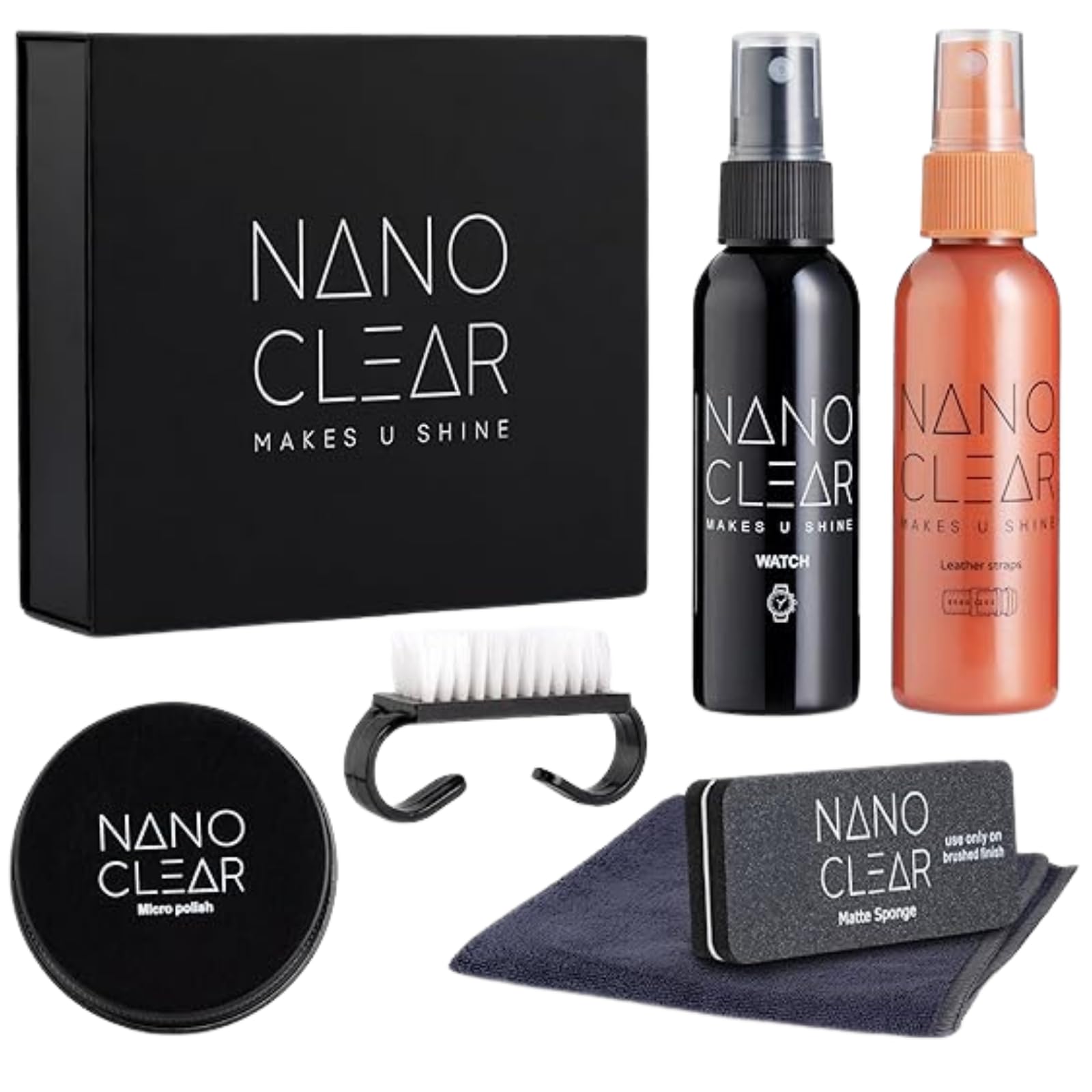 Nano Clear Watch Cleaner & Scratch Remover 2.1. Watch Cleaner Solution, 2 Oz. Watch Renewal. Watch Polish, Microfiber Cloth, Matte Sponge, Cleaning Brush – Watch Cleaning Kit & Repair Kit Accessories