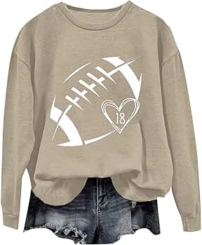 ZWRXW Women's Football Game Day Sweatshirts Crewneck Long