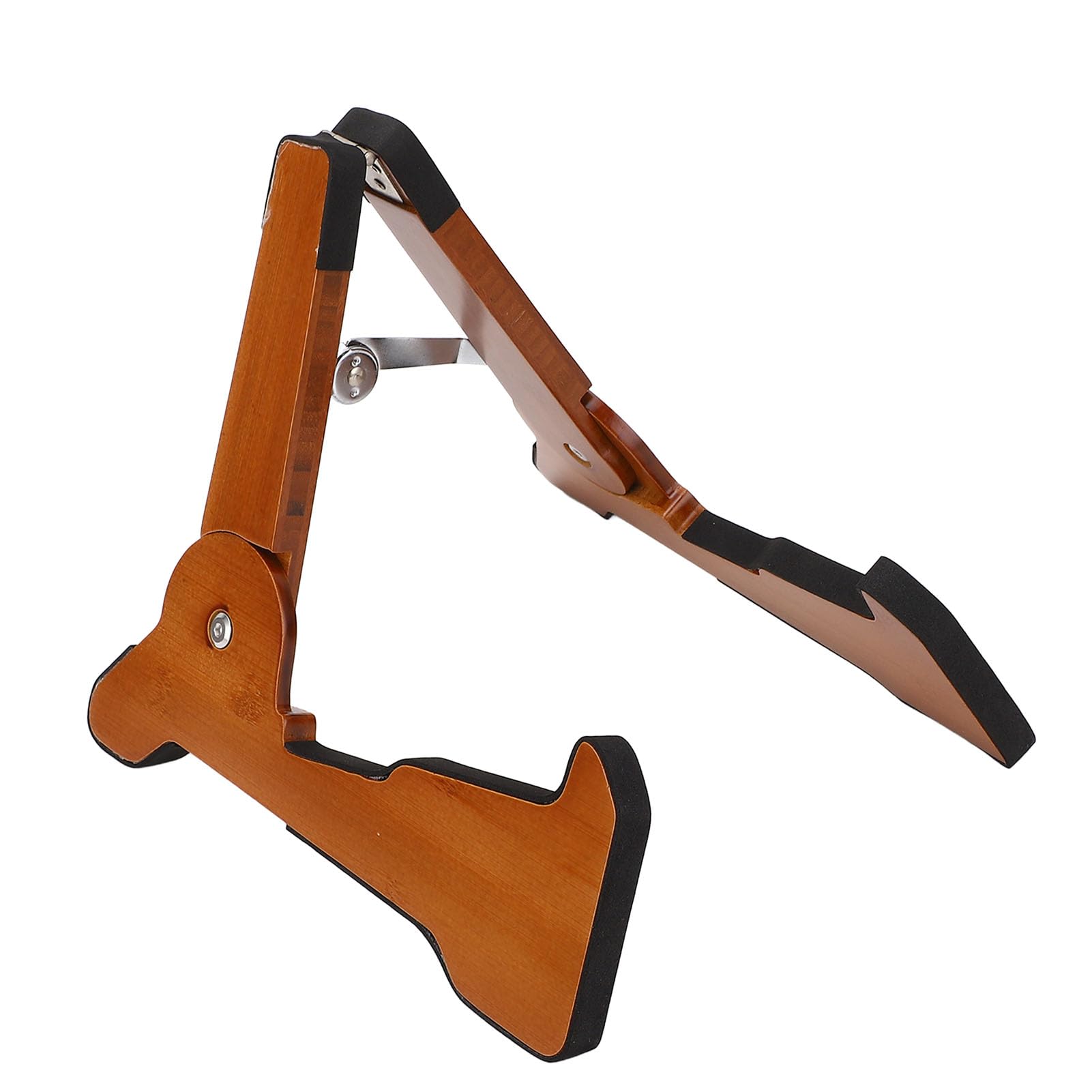 Supporto per chitarra in legno, pieghevole da terra a forma di A, realizzato in mogano massiccio; supporto in legno per chitarra con piedini antiscivolo in gomma,