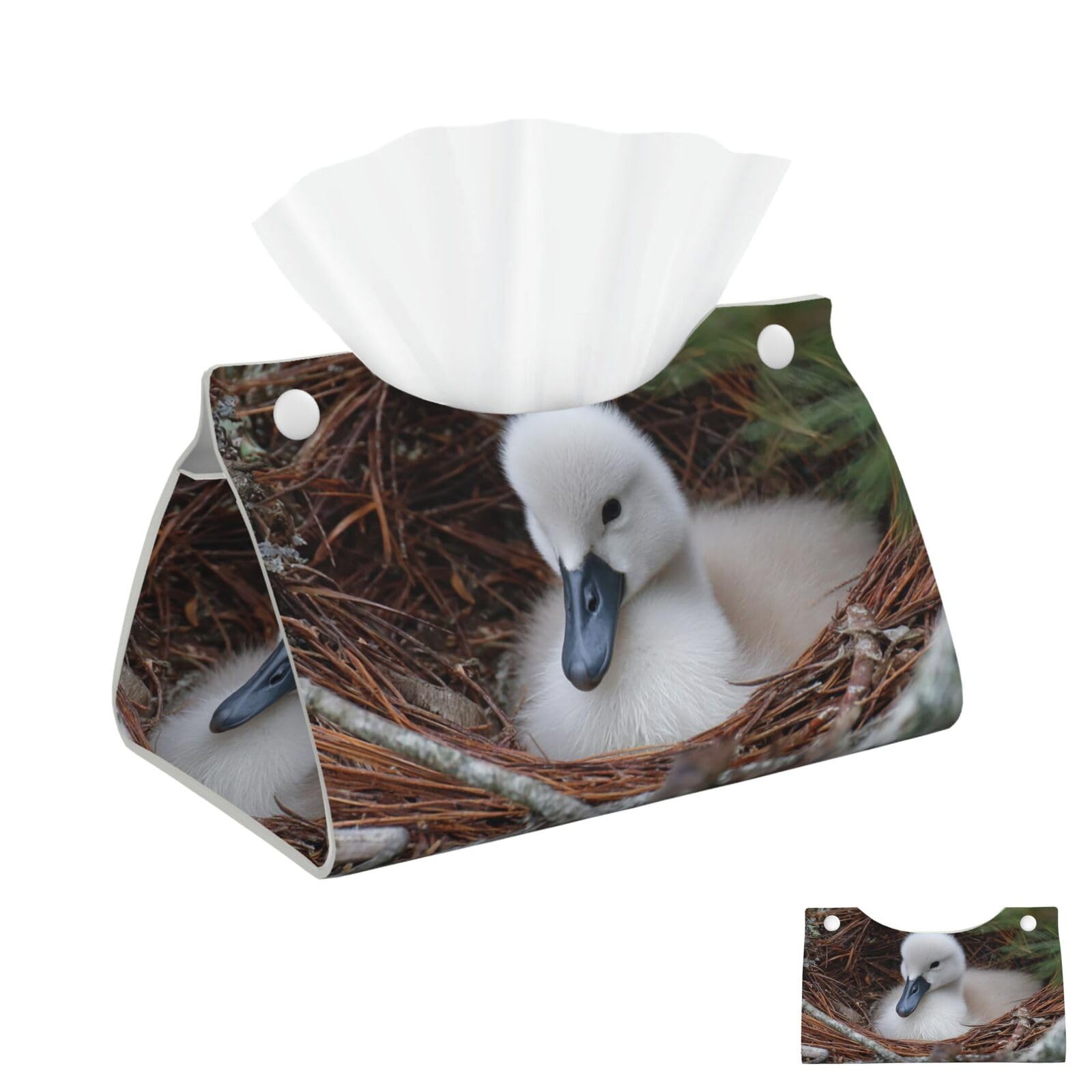 Little White Swan in the Nest Tissue Box Cover Square Cube Boxes