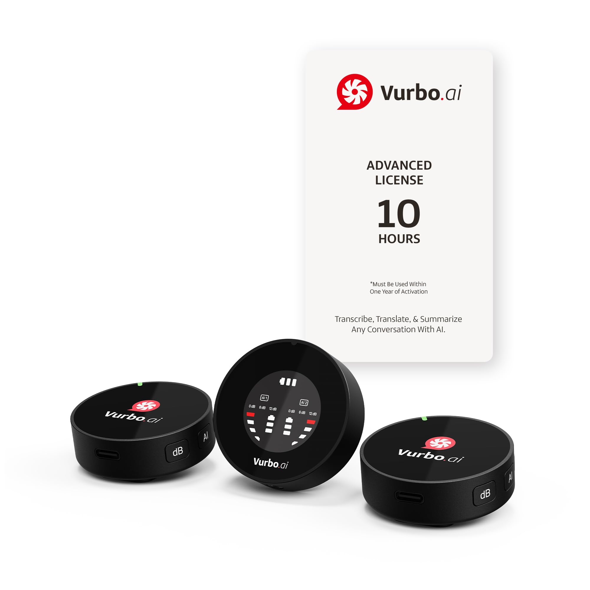 IPEVO AI Devices: Wireless MIC Duo, Vurbo.ai, Lavalier Mics, 18Hr Battery, AI Transcription, Translation, Summarization, Meeting Notes, 93 Languages, Ideal for Conferences, Meetings, Interviews.
