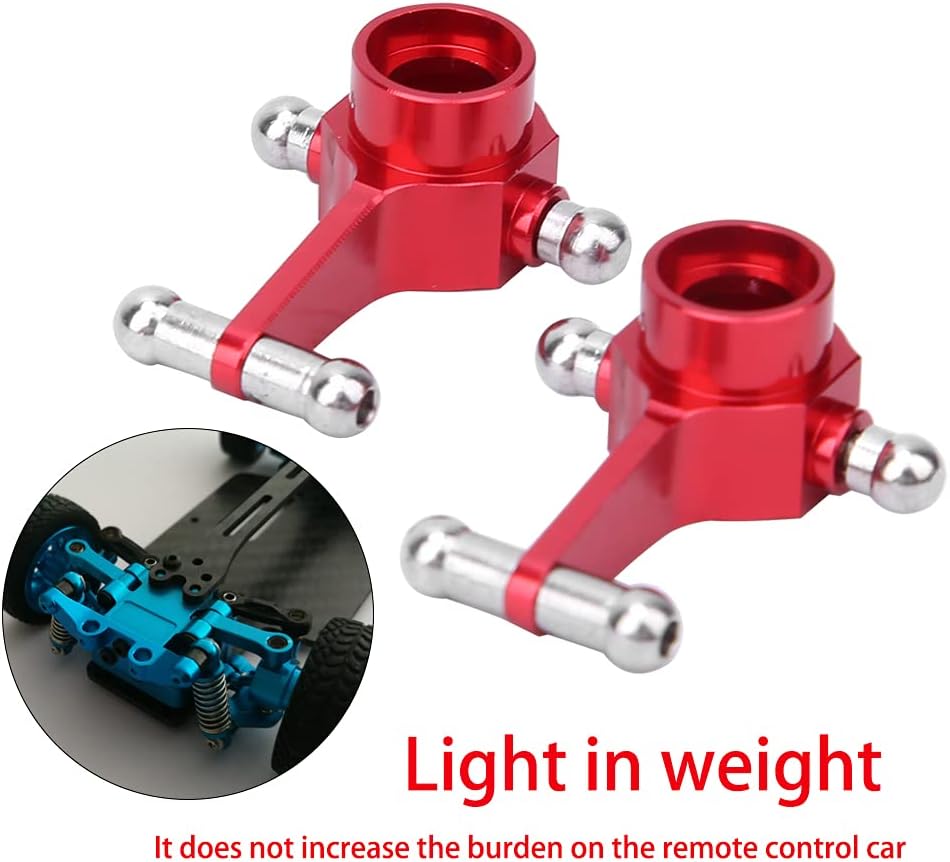 Keenso Metal Front Steering Cups, 2 Pcs Red Aluminum Alloy Steering Cup Upgraded Accessories for K969/K979/K989/K999 1/28 RC Car(Front Steering Cup)