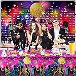 95 Pcs 70s Party Decorations Disco Party Balloons Decoration 70's Party Bundle Includes Inflatable Radio Boombox and Mobile Phone, Disco Plastic Party Backdrop, Tablecloth, Balloons for Hip Hop Party - Image 5