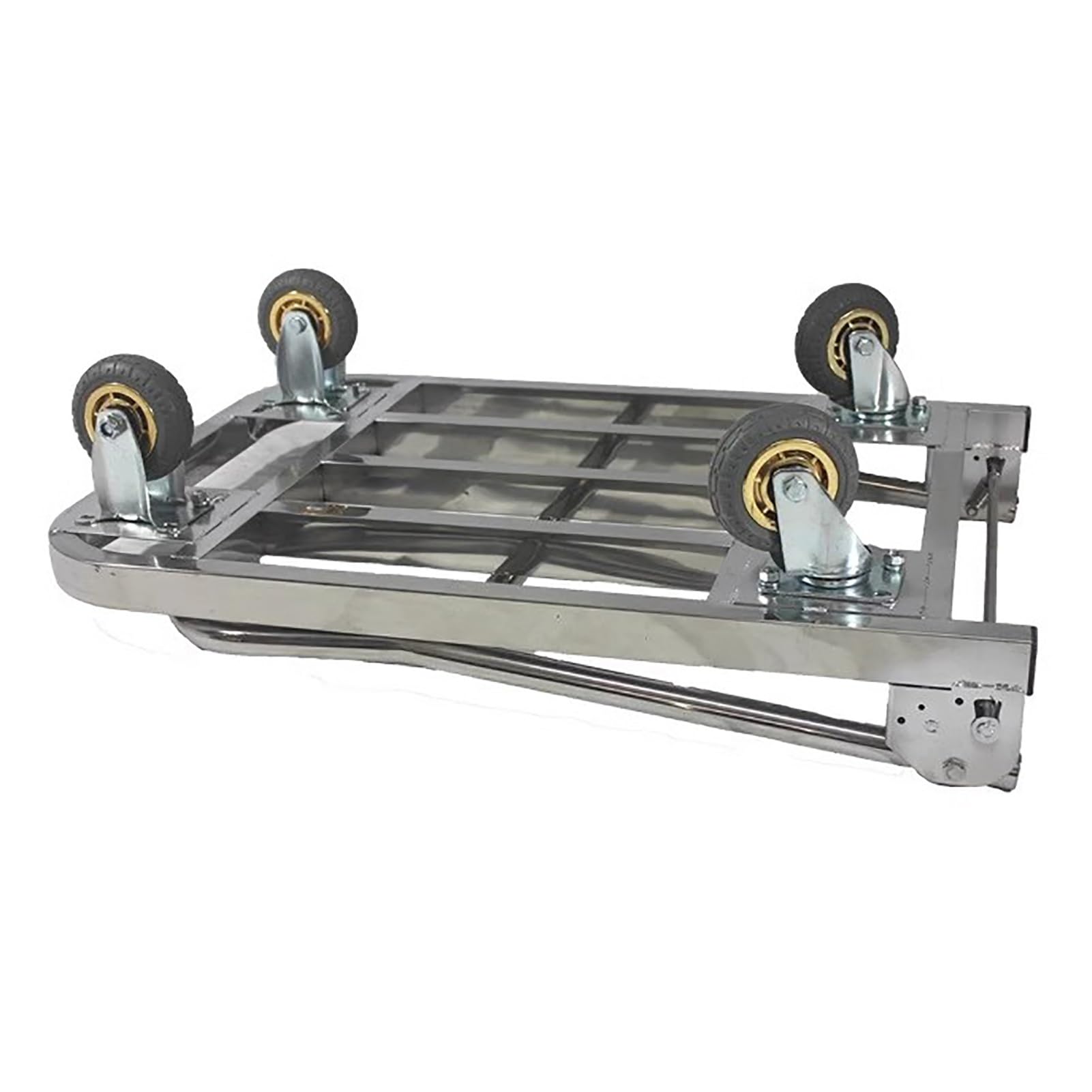 Carretilla de mano plegable de acero inoxidable con plataforma de tubo cuadrado 304 para un fácil transporte y movimiento (90 x 60 x 87 cm)