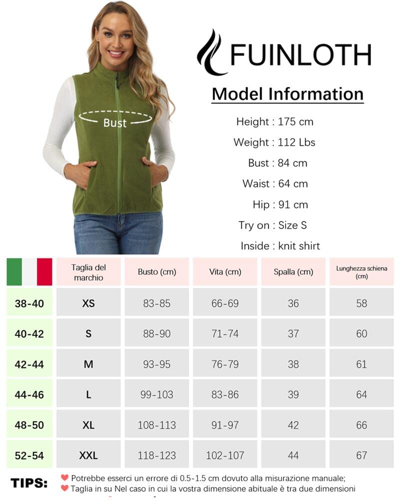 fuinloth Gilet Donna in Pile Smanicato Elegante Invernale Sportivo con Tasca Gilet Termico con Cerniera Senza Maniche Giacca