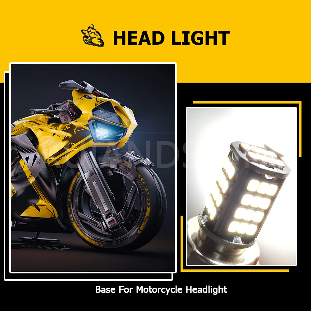 Ruiandsion 2pcs DC 12V P26S LED Lampadina motociclo Moto Faro Super Bright 3030 56SMD Chipset 6000 K Bianco