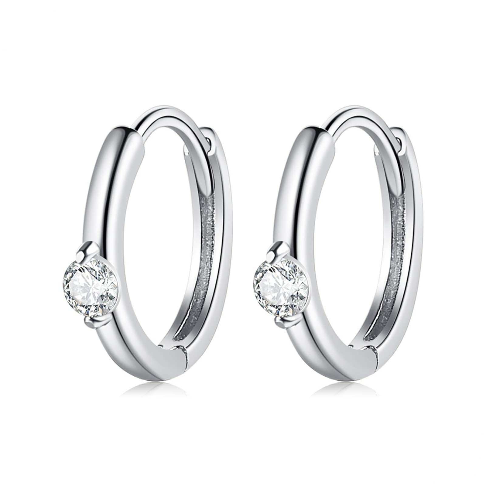Pendientes de aro de oro 14k y amatista morada antialérgicos 6