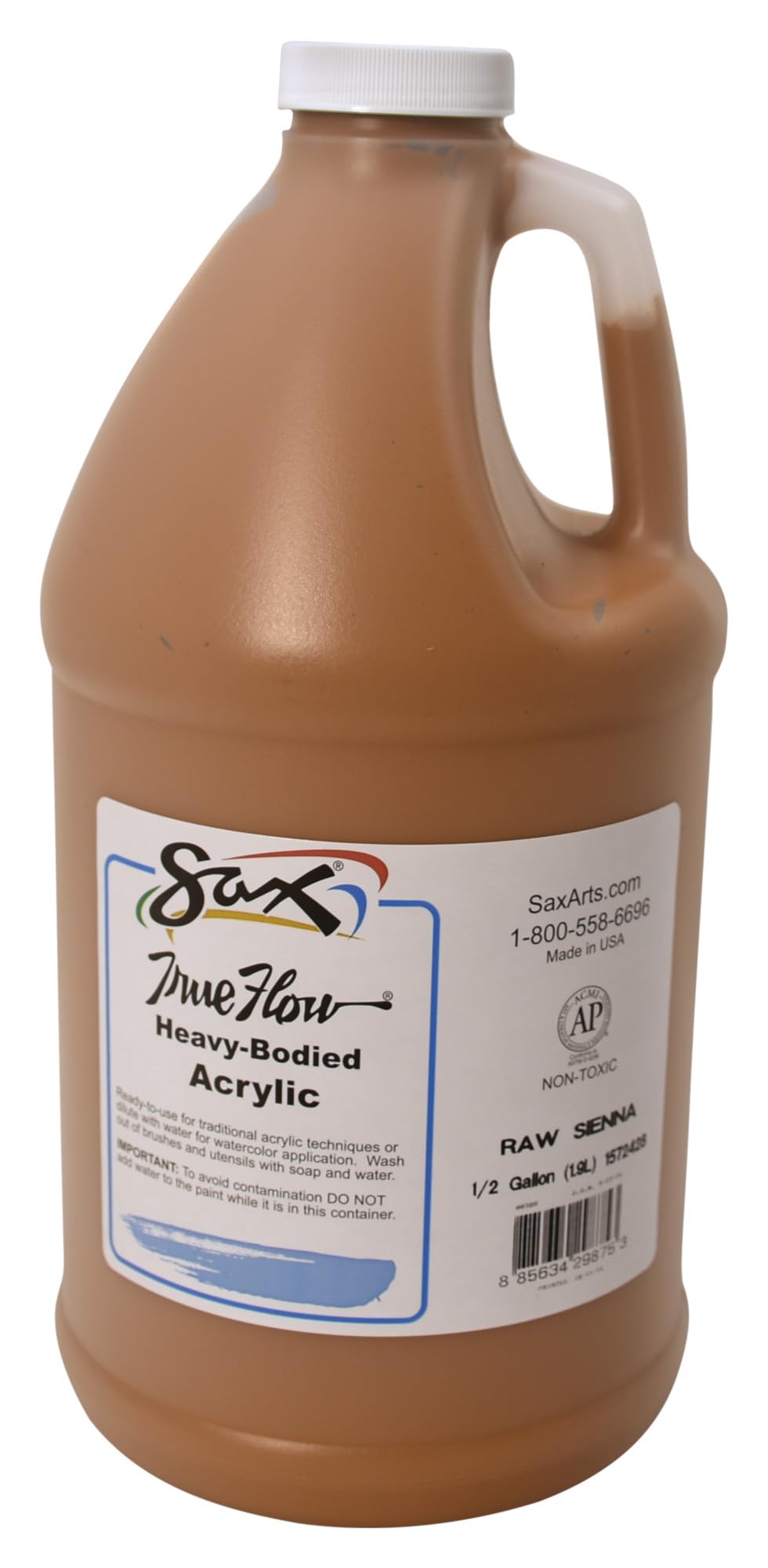 View 1 of ***MISSING PARTS***
Sax Heavy Body Acrylic Paint for School and Arts and Crafts Use, Raw Sienna, 1/2 Gallon