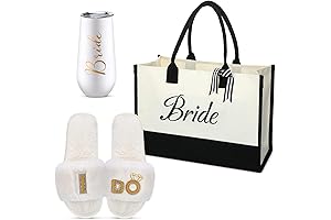 3Pcs Bride to Be Gifts Set, Bride Tote Bag, I Do Slippers,...