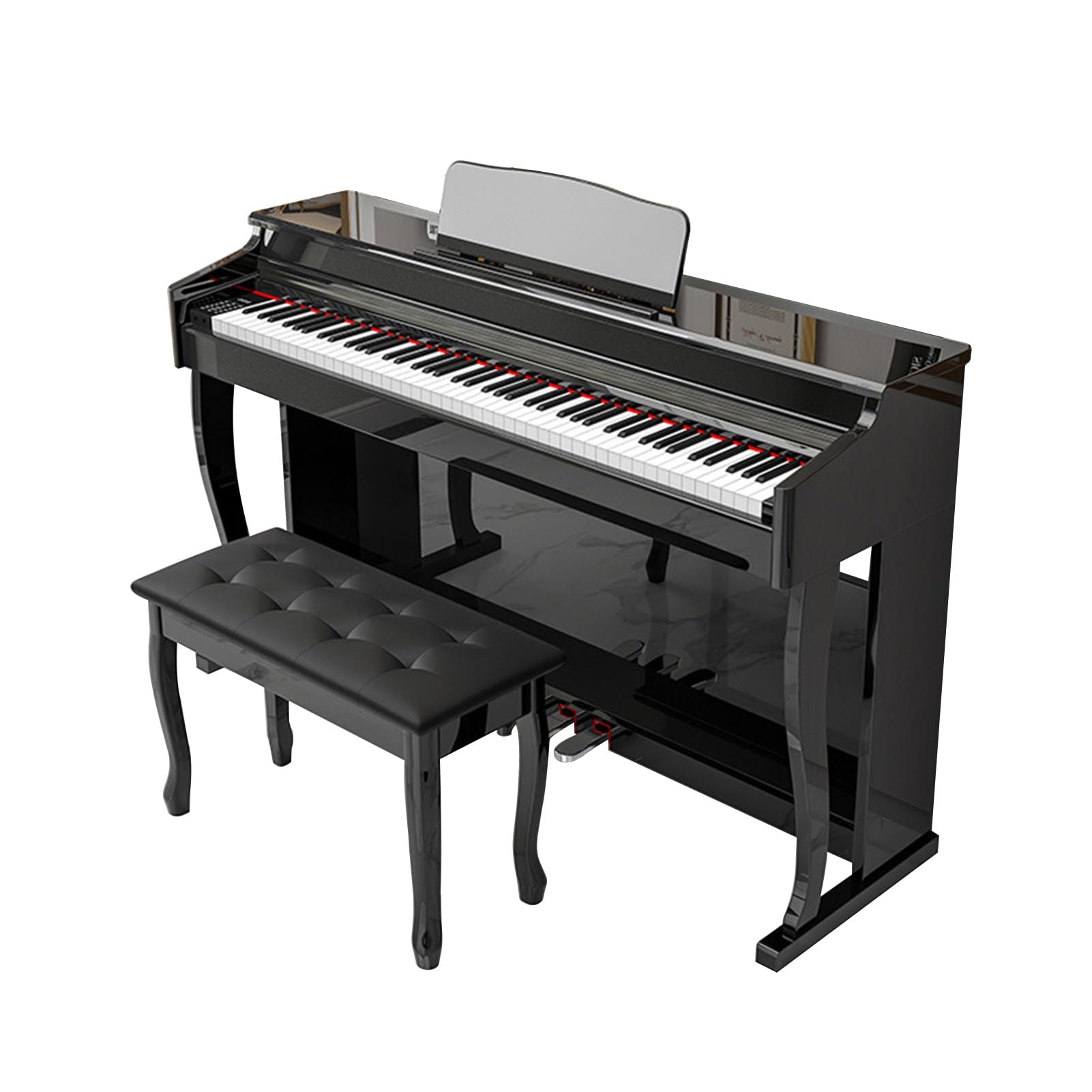 Pianoforte elettrico a 88 tasti con meccanismo a percussione, tastiera digitale verticale for uso domestico, pianoforte elettronico for adulti professionisti con 3 pedali, supporto USB-MIDI(Black)