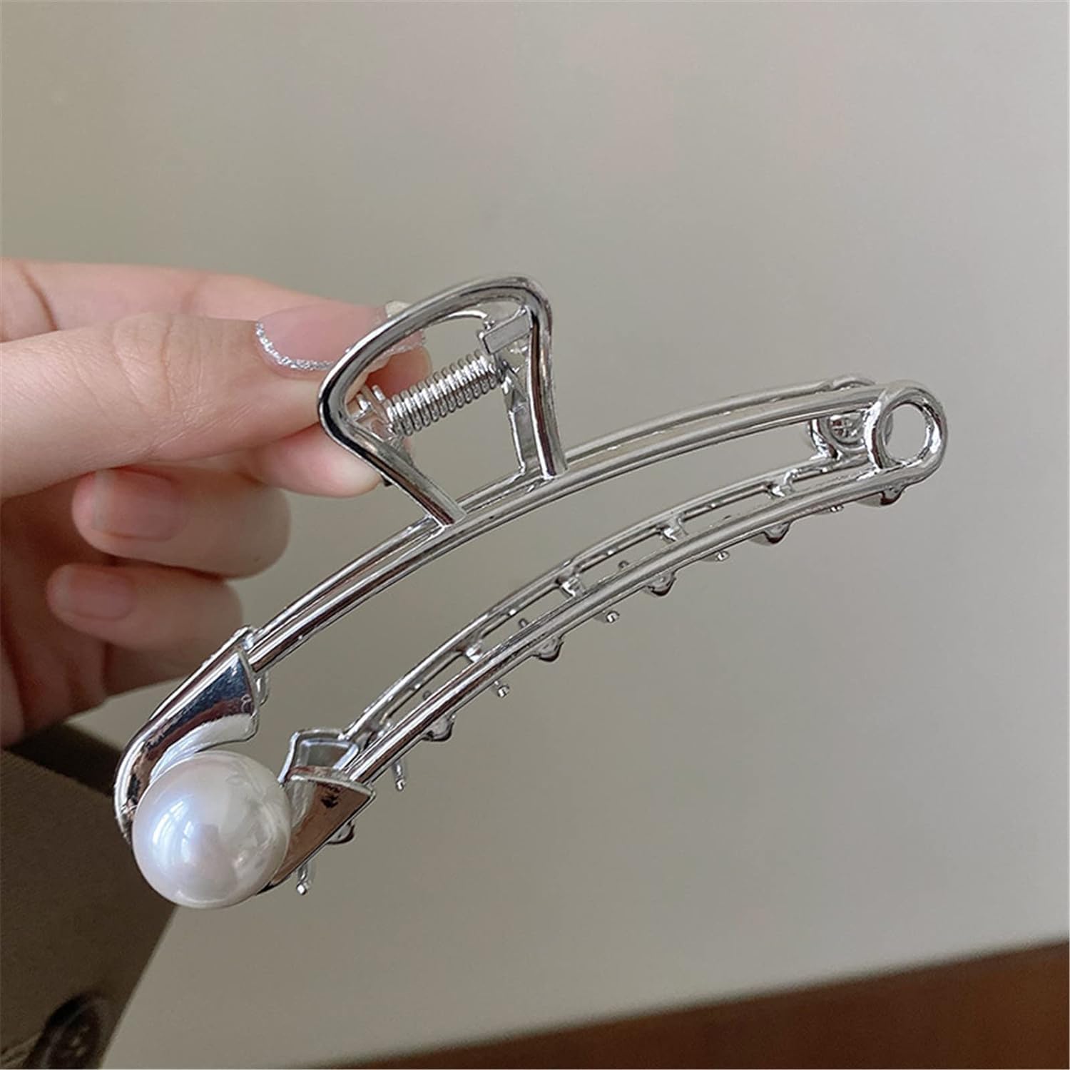 Duże spinki do włosów, metalowa spinka do włosów kraba duże spinki do włosów rekina eleganckie szpilki zacisk perłowy spinki do włosów spinka do włosów damskie nakrycia głowy spinka do włosów złota (