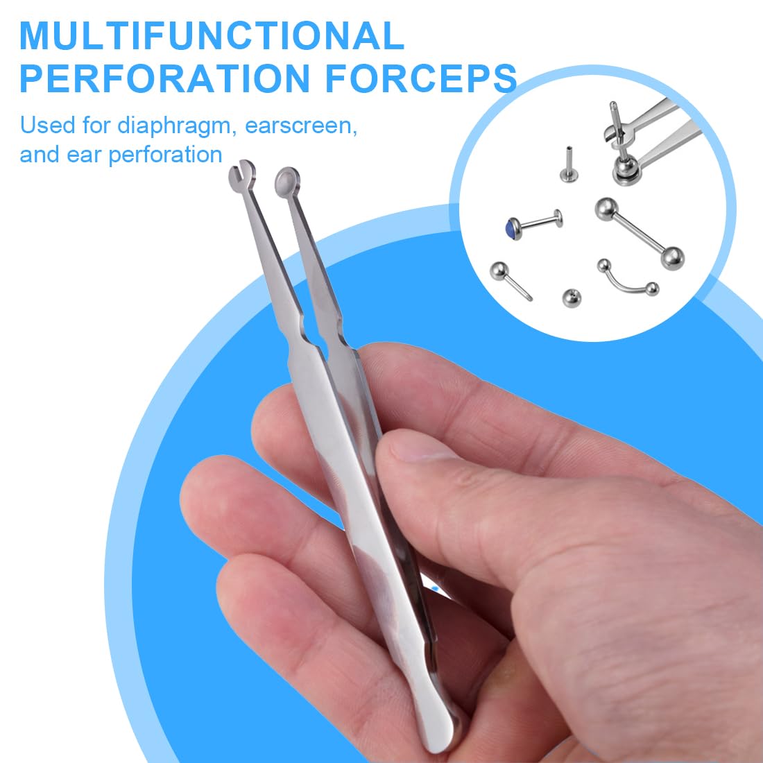 Set Piercing 7 Pièces En Acier Inoxydable - Pince, Dévissage Boules, Tiges Filetées - Pour Oreille, Nez - 6