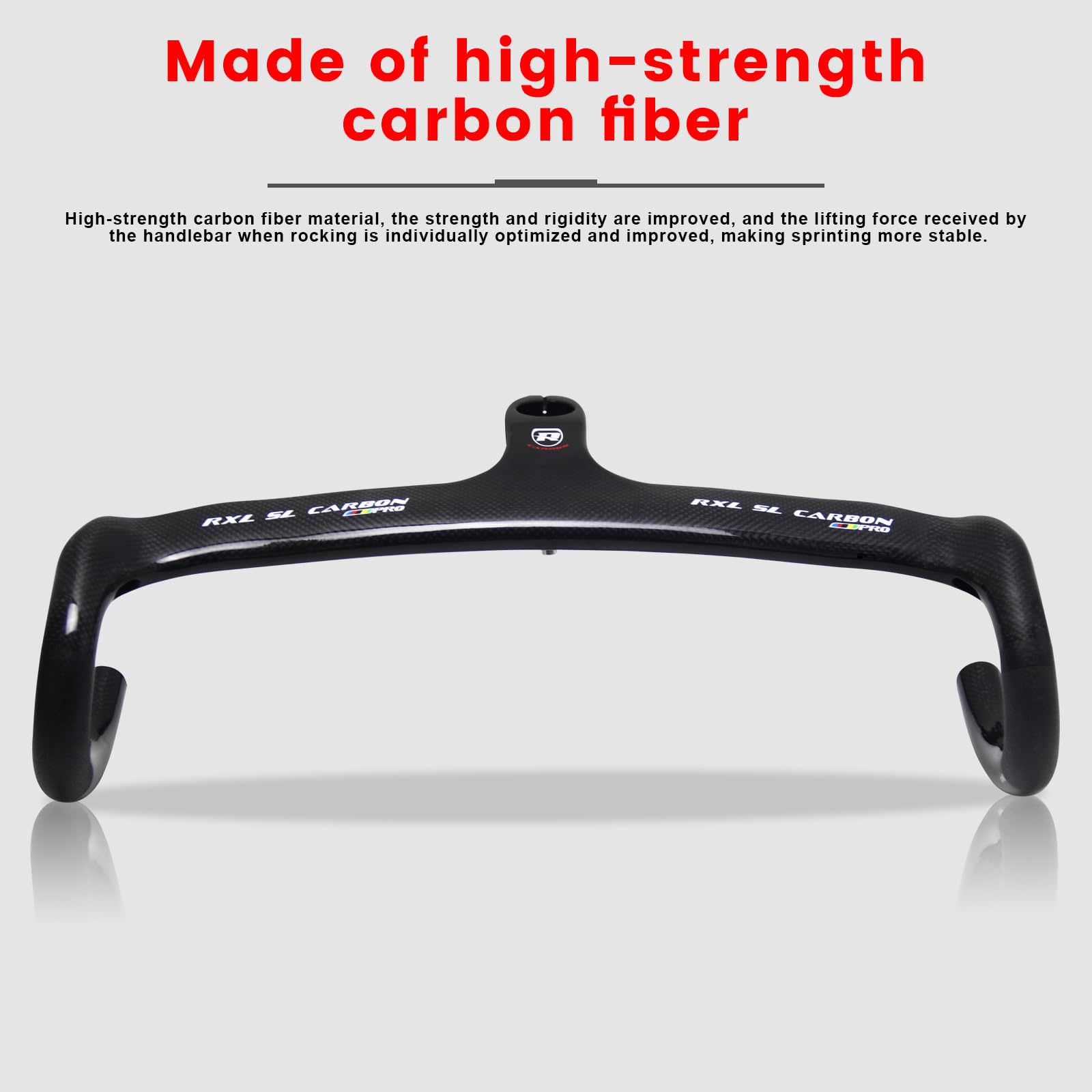 RXL SL 1-1/8" de carbono integrado manillar de bicicleta de carretera enrutamiento interno manillar bicicleta de carretera manillar bicicleta de carretera manillar de carbono 3K brillante 400 x 90 mm