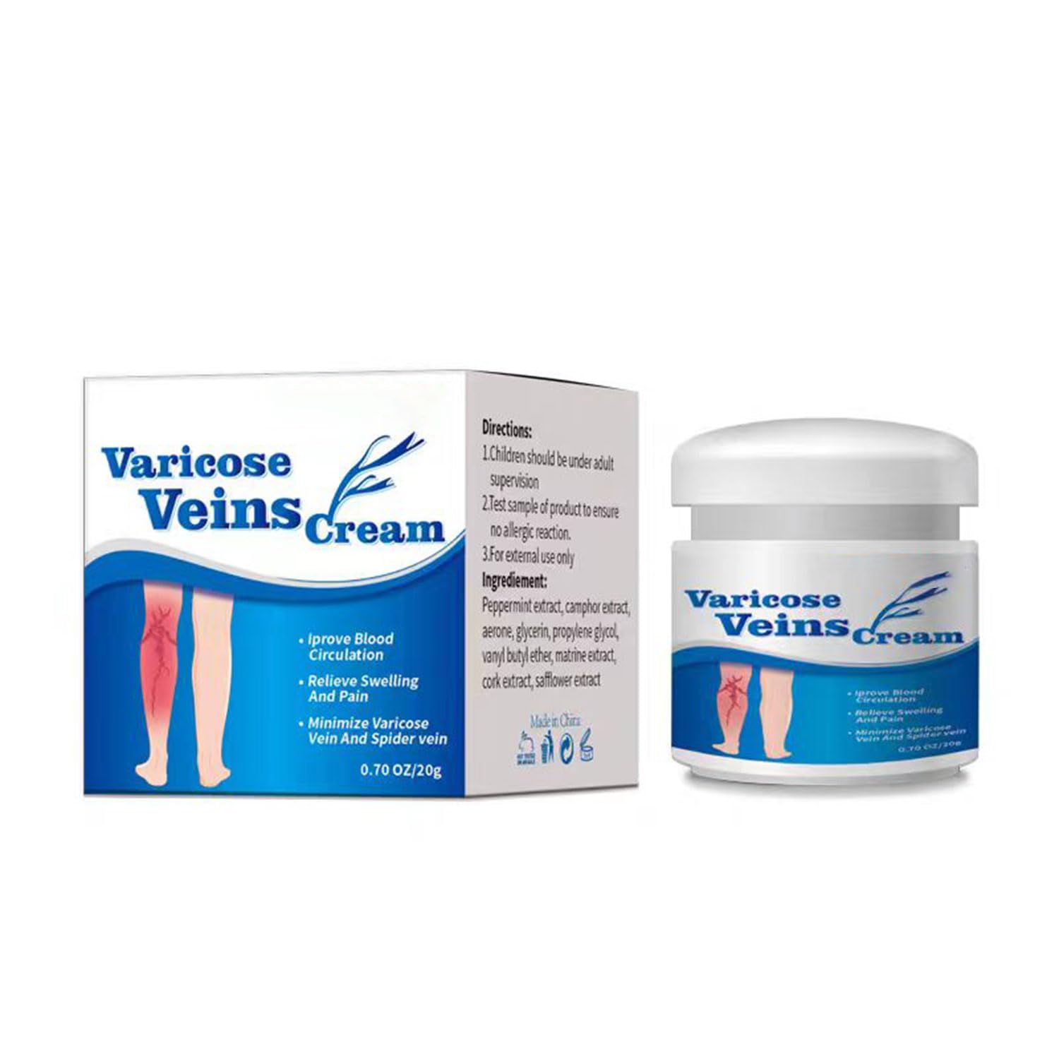 Varicose Veins Cream, Varicose Veins Treatment Cream Natural Varicose and Spider Veins Treatment Varicose Veins Cooling Creams Improves Blood Circulation Promotes Smooth Skin