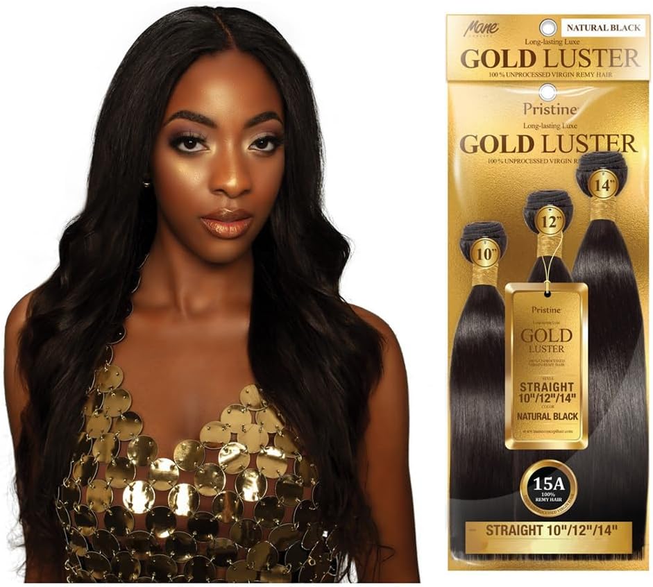 Pristine Unprocessed Virgin Remy 15A Gold Luster 100% Human Hair Extension - STRAIGHT 10""/12""/14"" (NATURAL)