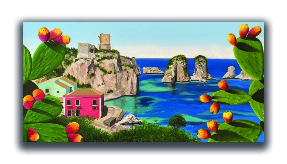 DIAMOND HOME Dipinto a Mano Acrilico su Tela con Telaio d'Abete - Quadro Materico Rettangolare con Dettagli in Rilievo - Made in Italy da Pittori Specializzati (50x100) 047_50x100