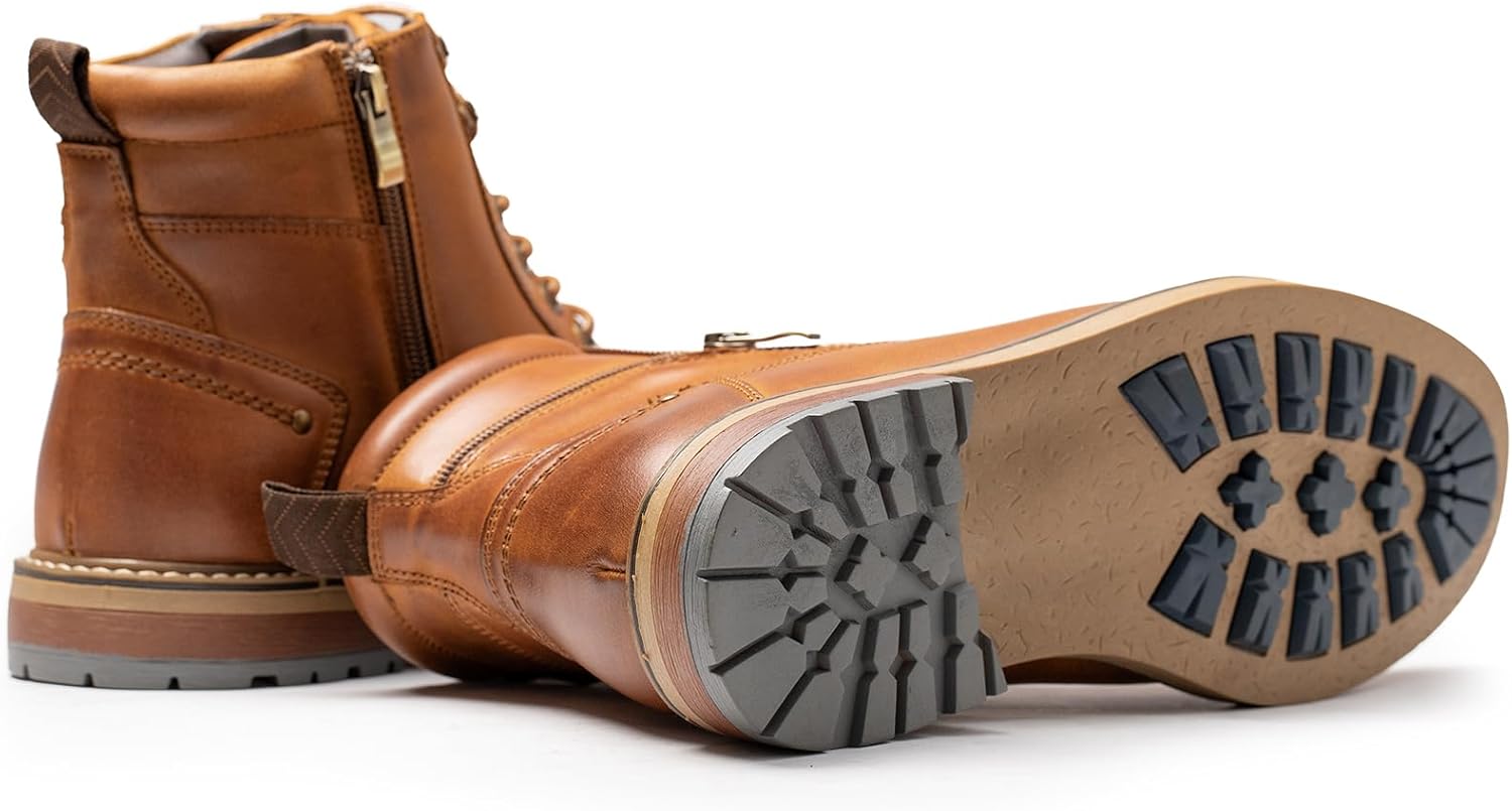 Arkbird Mens Casual Boots Genuine Leather Motorcycle Combat Chukka Zipper Ankle Dress Boot for Men - Image 6