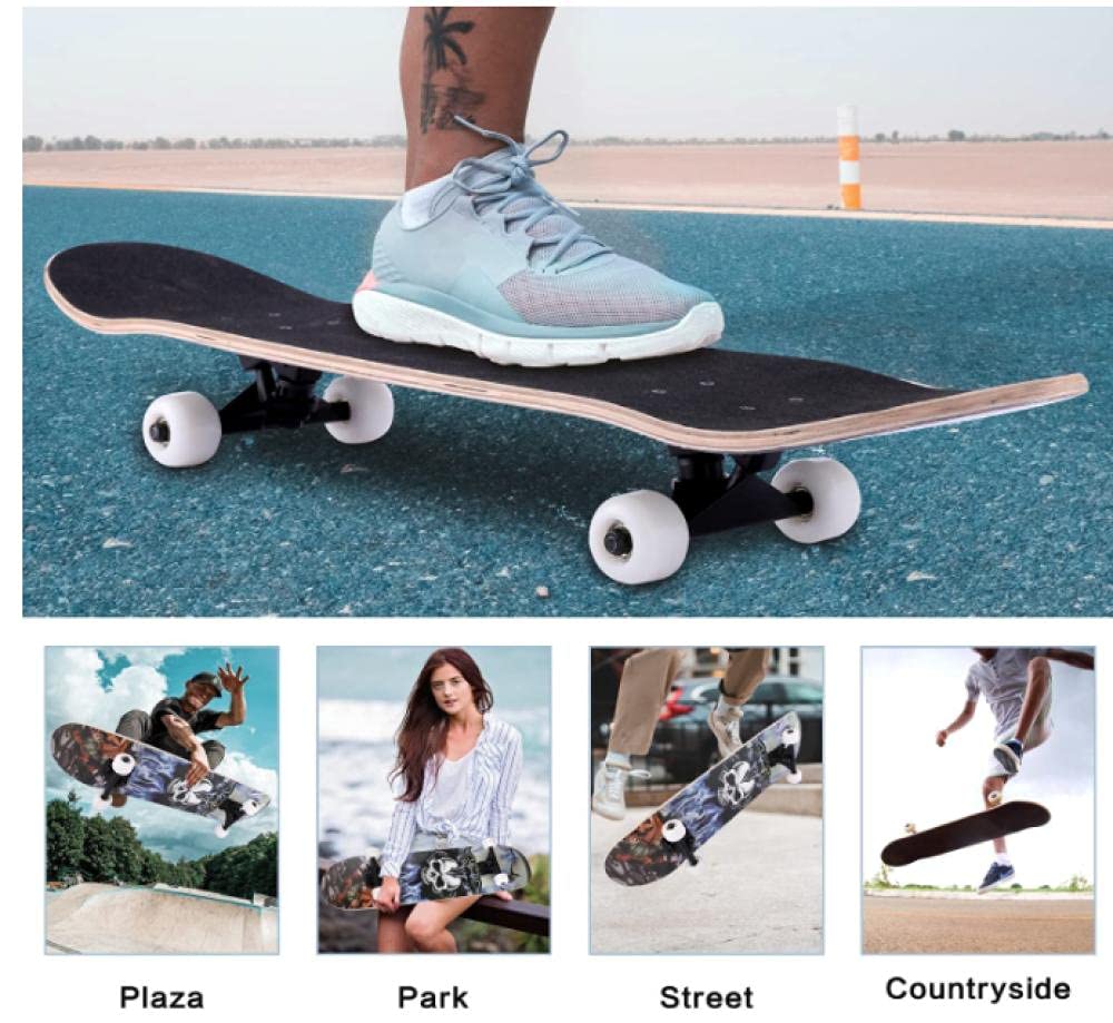 Deskorolka czaszka szara deskorolka horror 79 x 20 cm 7 warstw klon podwójny kopniak Deck Trick Longboard chłopiec deskorolka dorosły deskorolka początkujący długa deska dziewczyna dzieci deskorolka