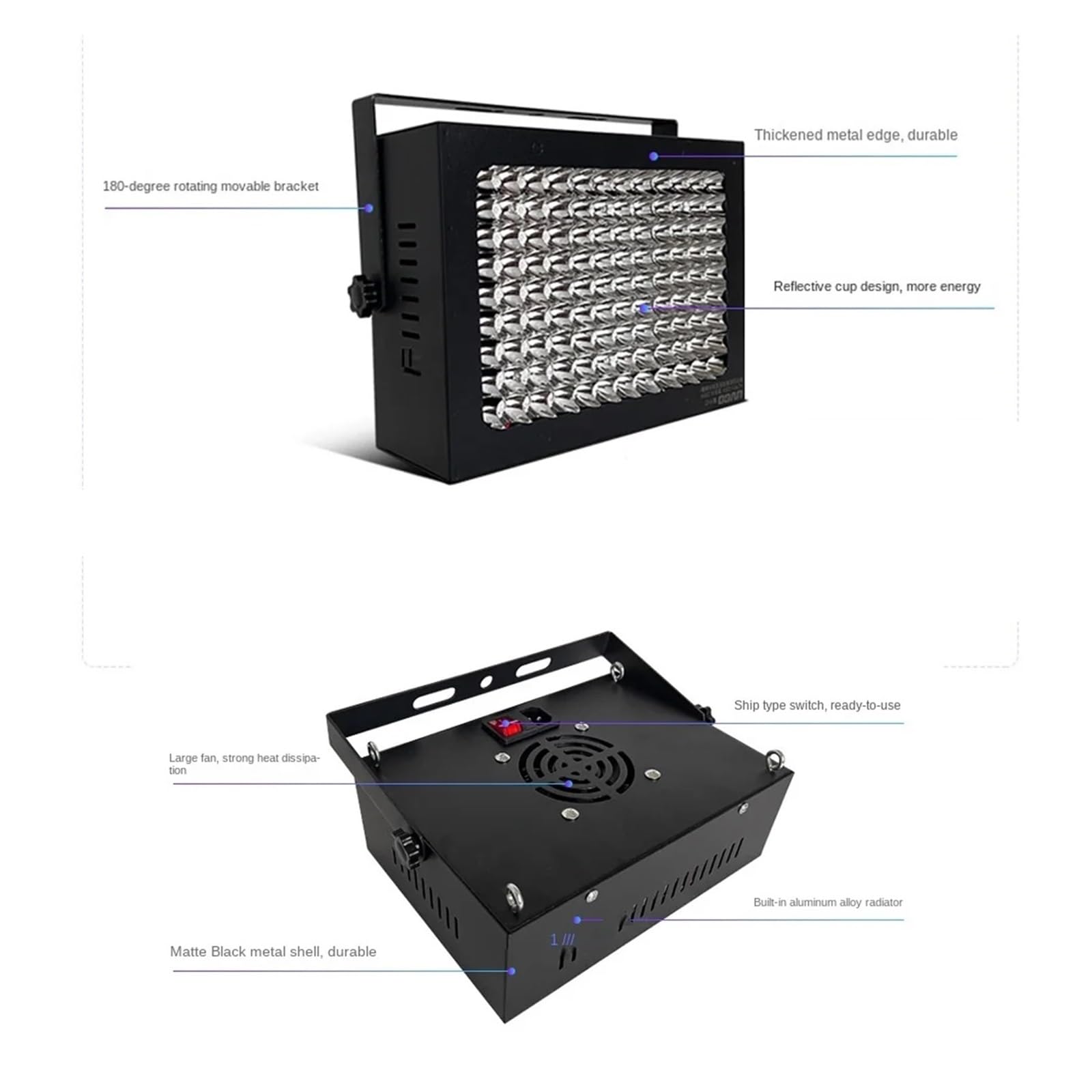 Lampa utwardzająca UV, 365nm 395nm 405nm Led UV Ultrafioletowe do utwardzania żywicy żelowej Olej Drukarka Atrament Farba Sitodruk Drukarka 3D Lampa utwardzająca(395NM,1600W)