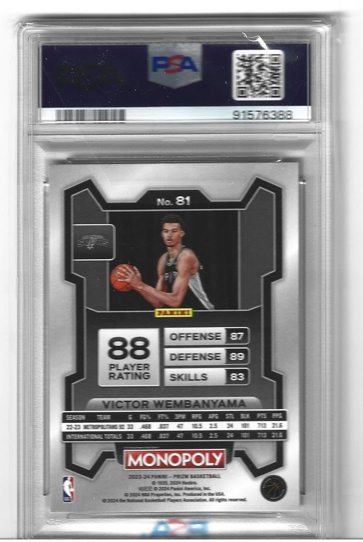 Amazon.com: Graded Psa 10 Victor Wembanyama Prizm Monopoly #81
