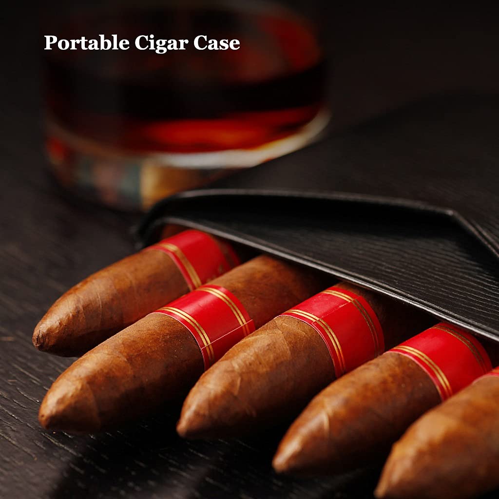 Scatole per sigari, umidificatori, Custodia per sigari Portatile, Tubo per sigari da Viaggio a 3 Dita, Portafoglio Porta sigari in Pelle, Accessori Regalo per sigari/rosso/19X9.3X3Cm