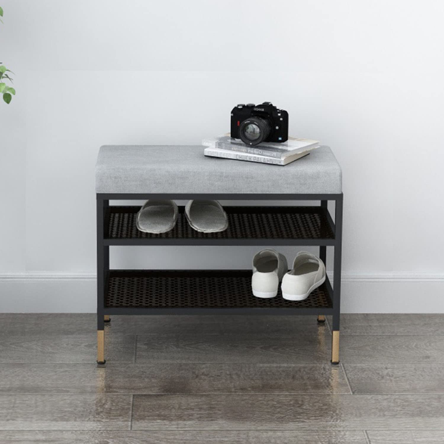 Banc de lit supérieur en cuir synthétique avec étagères de rangement salon