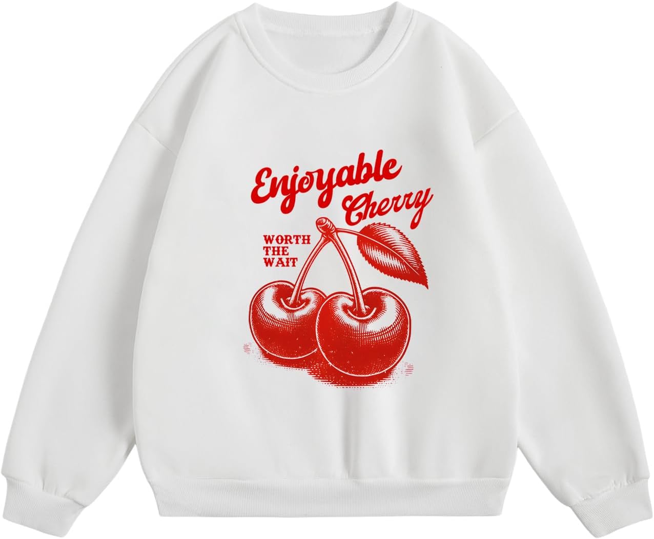 SHENHE Women's Cherry Sweatshirt Graphic Crewneck Long Sleeve Fleece Sweatshirt Pullover