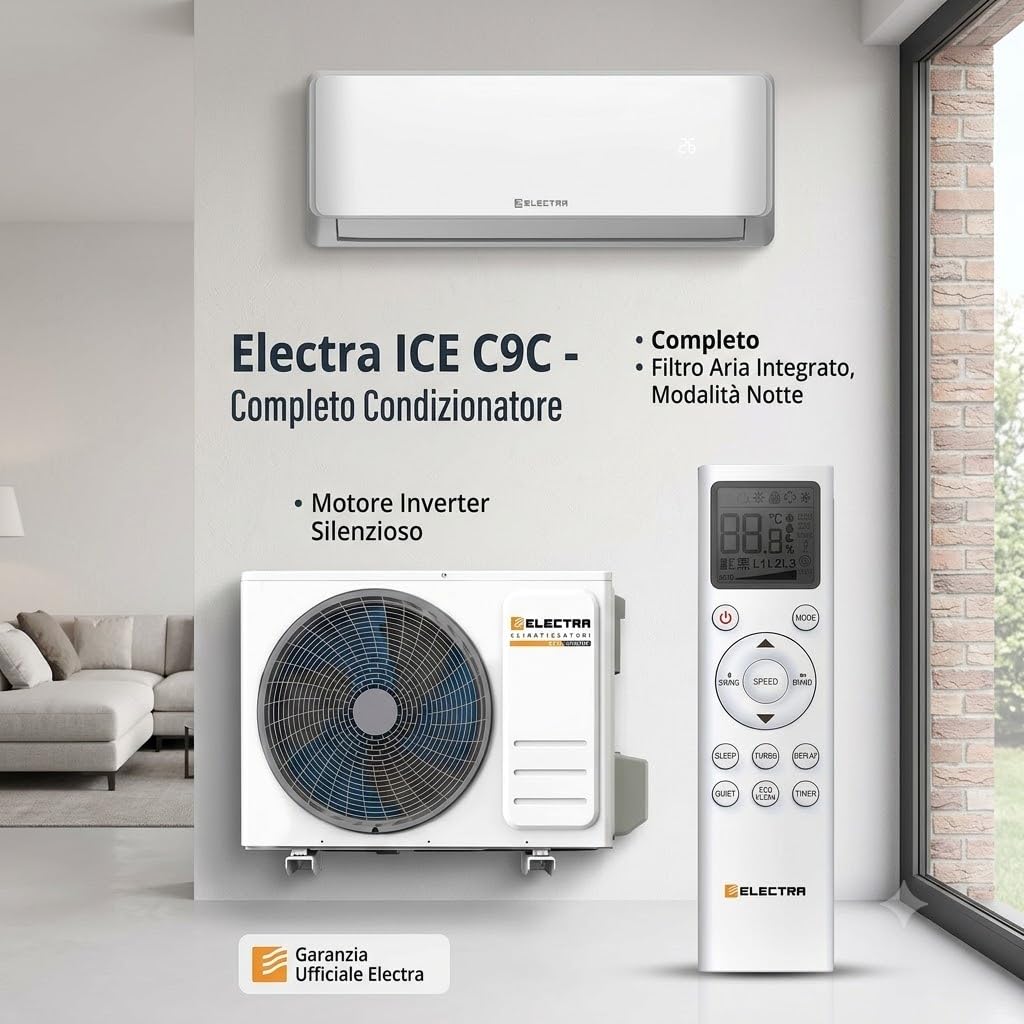 Electra Condizionatore d'aria con pompa di calore inverter R32 A+++ Wifi integrato 9000 BTU