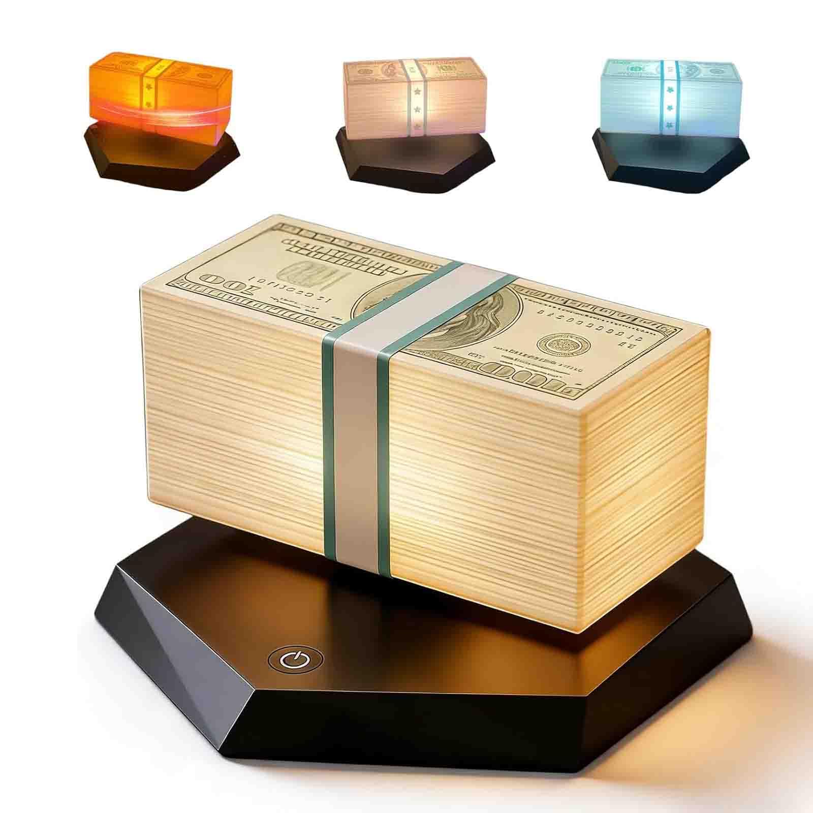 New Floating Money Lamp with 16-Color LED Ambient Light & 360° Rotating, Magnetic Levitation Game Cash Lamp, Desk Gadget for Men Teens Office Workers