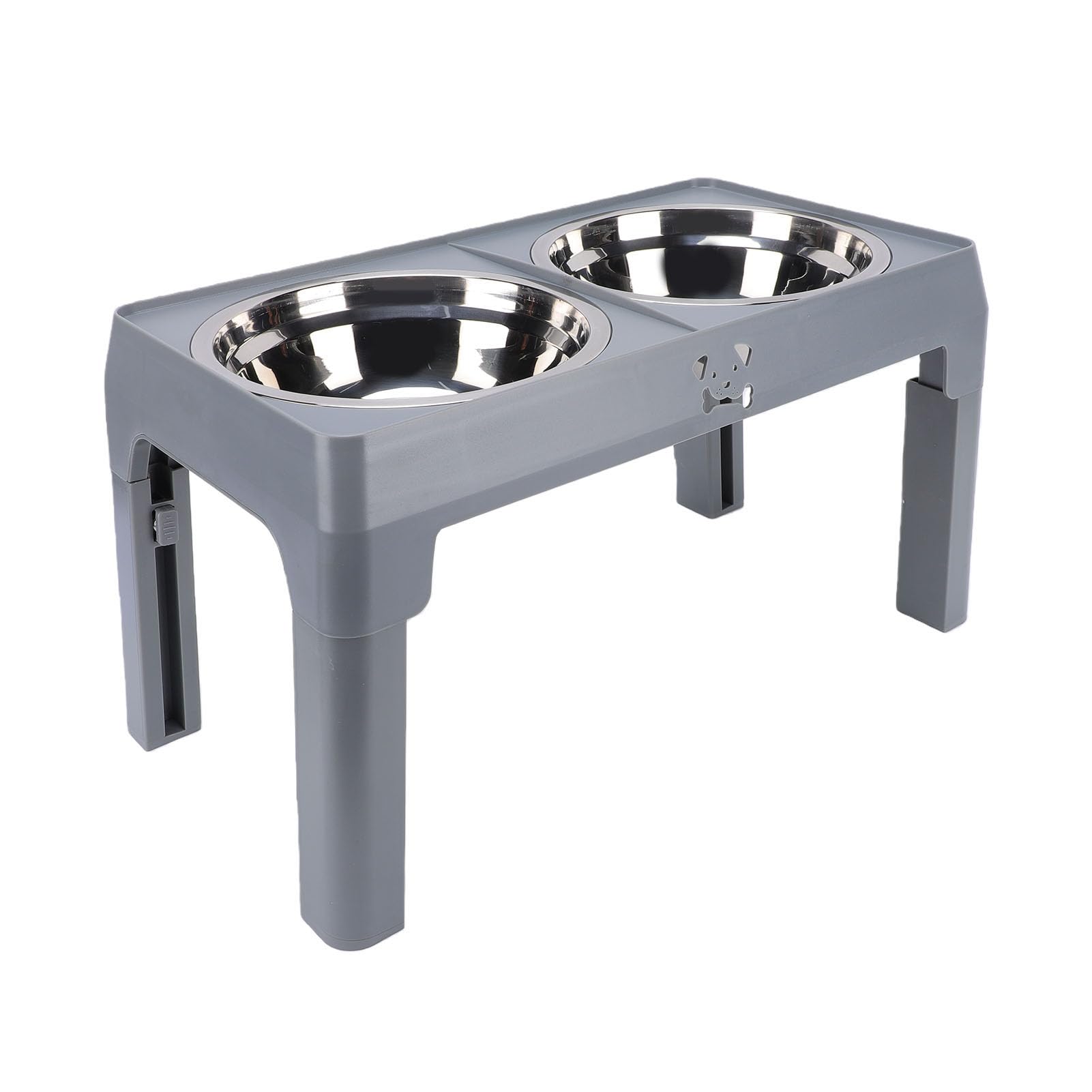 KKPLZZ Gamelle Surélevée pour Chien, Réglable en Hauteur avec 2 Gamelles en Acier Inoxydable, Station d'alimentation Surélevée Pliable pour Chiens de Petite, Moyenne et Grande Tai