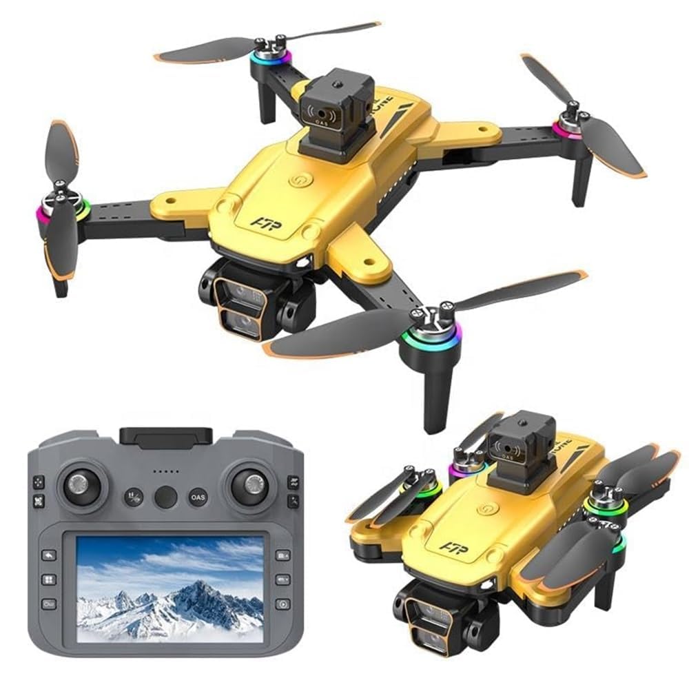 SUPER TOY 4k Remote Control Dual Camera Drone 1080p Wi-Fi Selfie Gesture RC Drone with Obstacle Avoidance Brushless Motor One Key Take-Off & Landing 4.5 Inch LCD Display