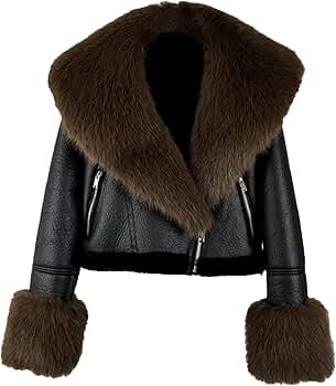 Women Casual Vintage Warm Faux Fur Collar Coat Zipper Lapel