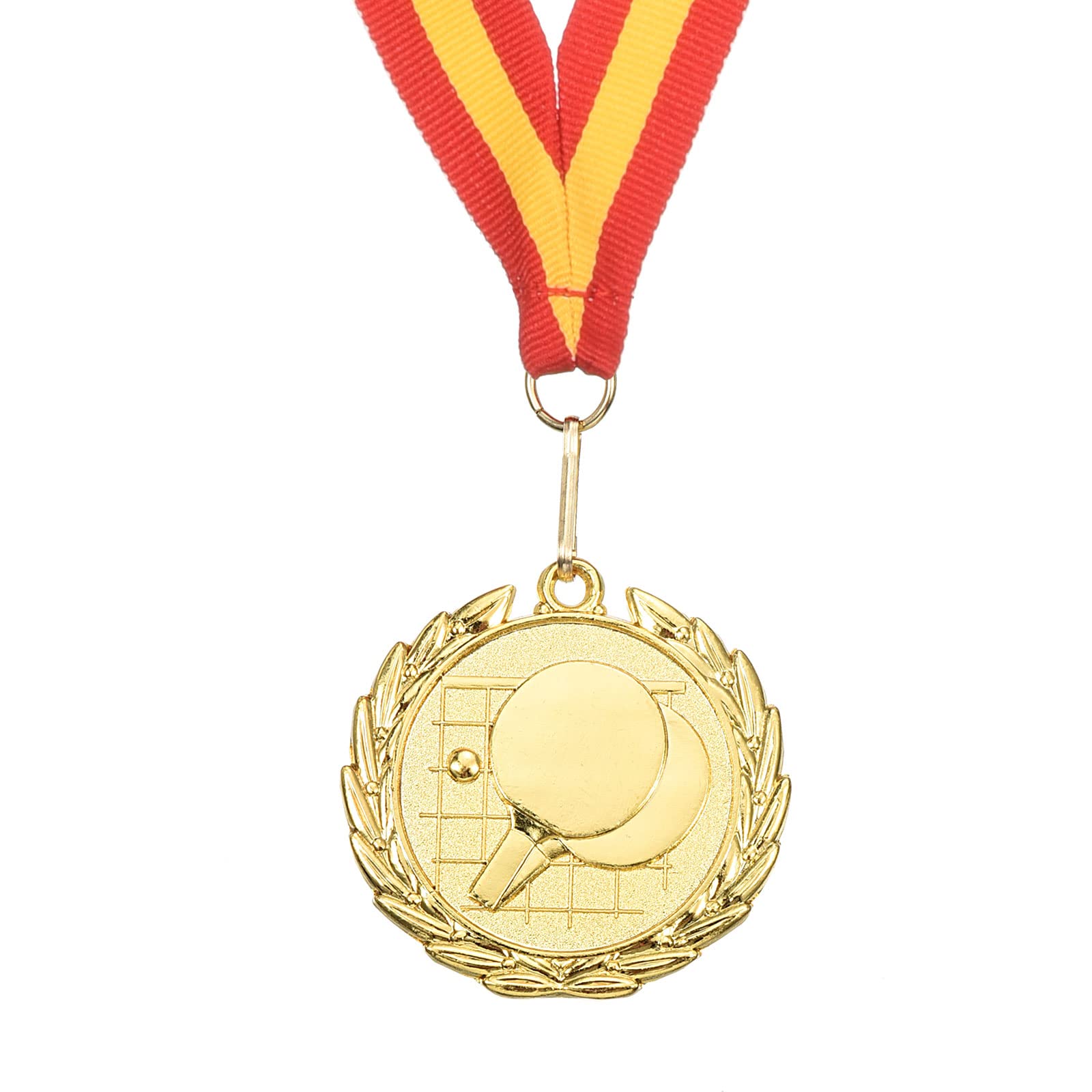 PATIKIL 2" Ping Pong Médailles, Table Tennis Prix Médailles Or Médaille avec Ruban Rouge Jaune pour Jeus Sports Concours