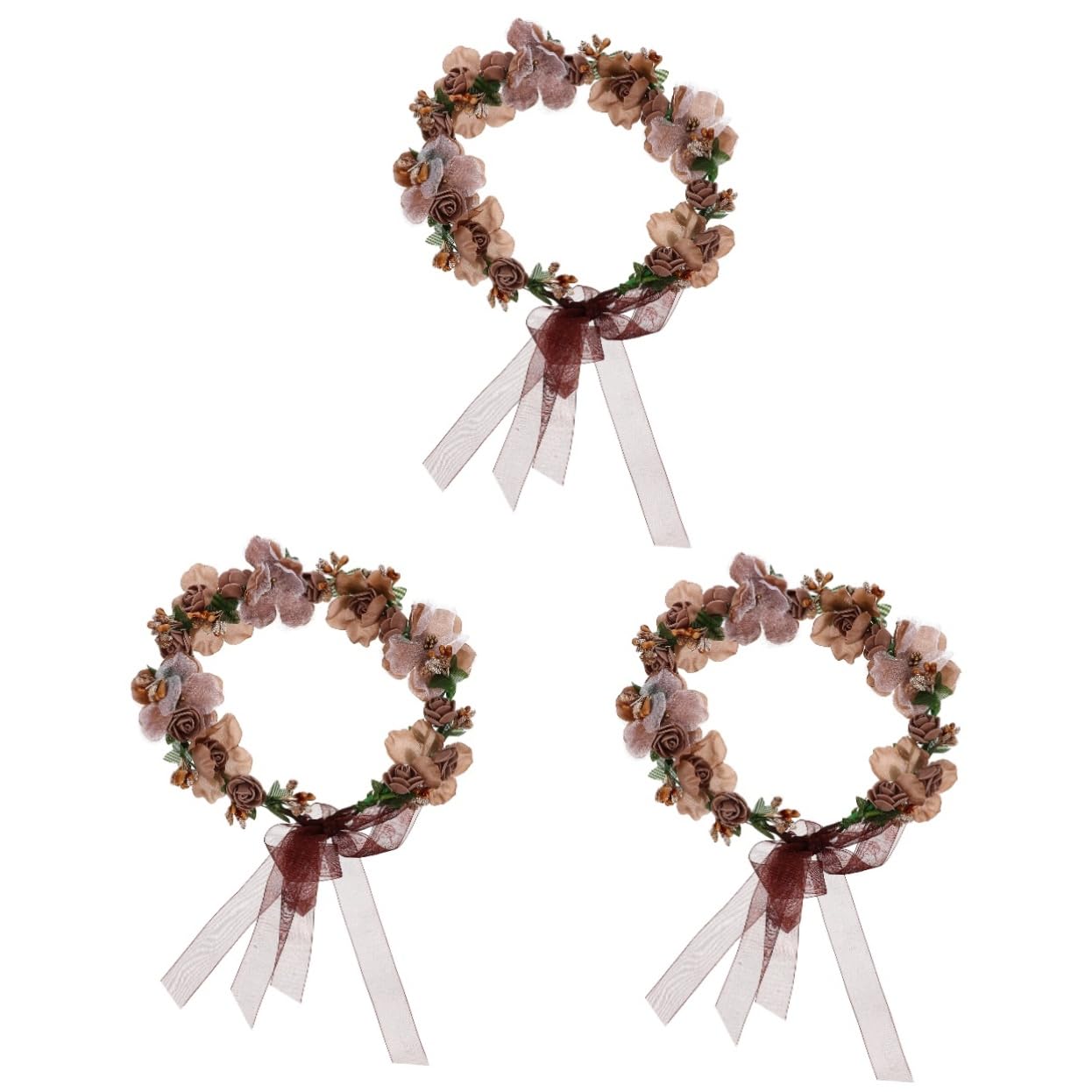 FRCOLOR 3piezas Diadema Floral Para Novias Tocado De Boda Flores Artificiales Accesorio De Cabello Elegante y Para Fotografía y Celebraciones