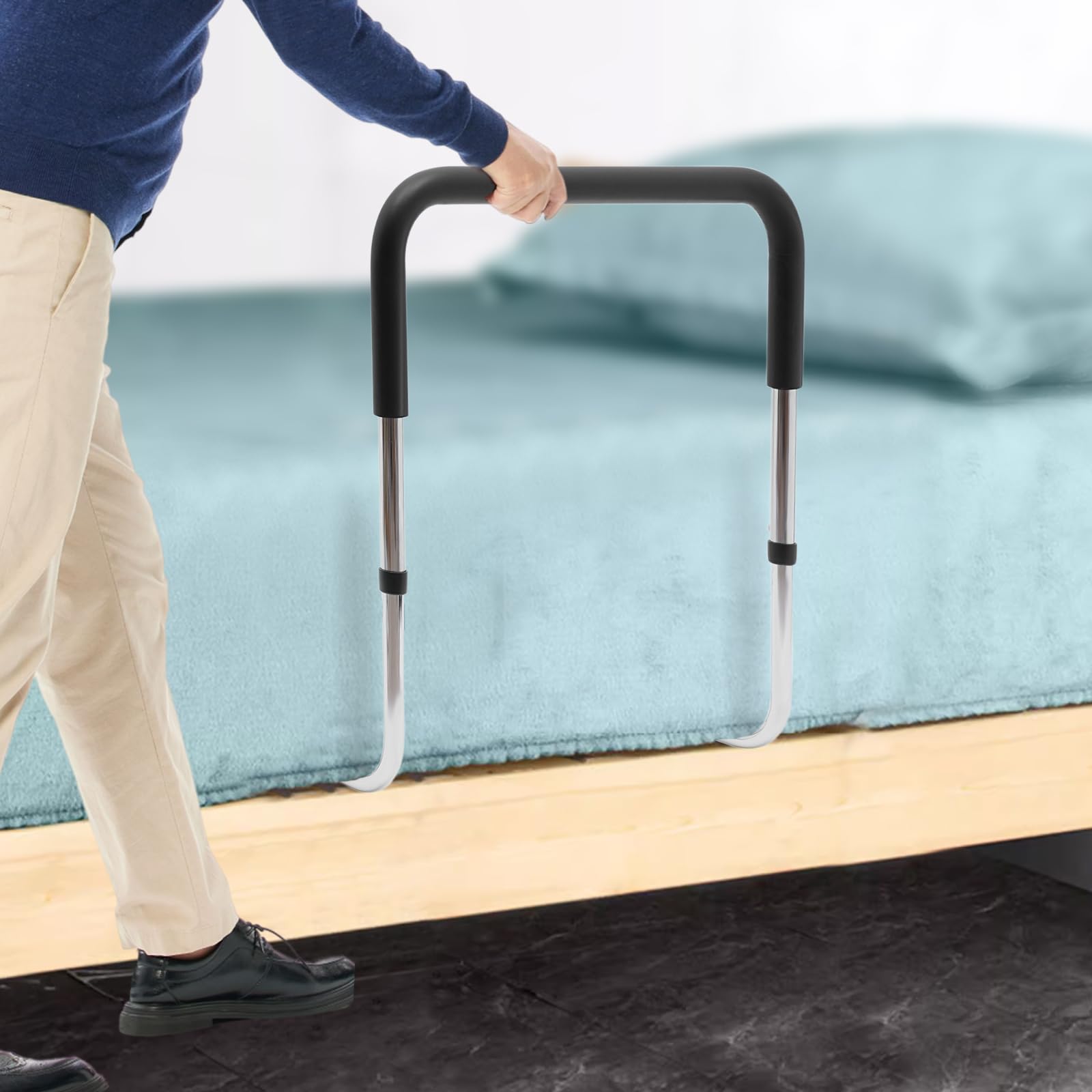 Aufstehhilfe Bett für Senioren, Höhenverstellbar, bis 136kg, Werkzeuglos