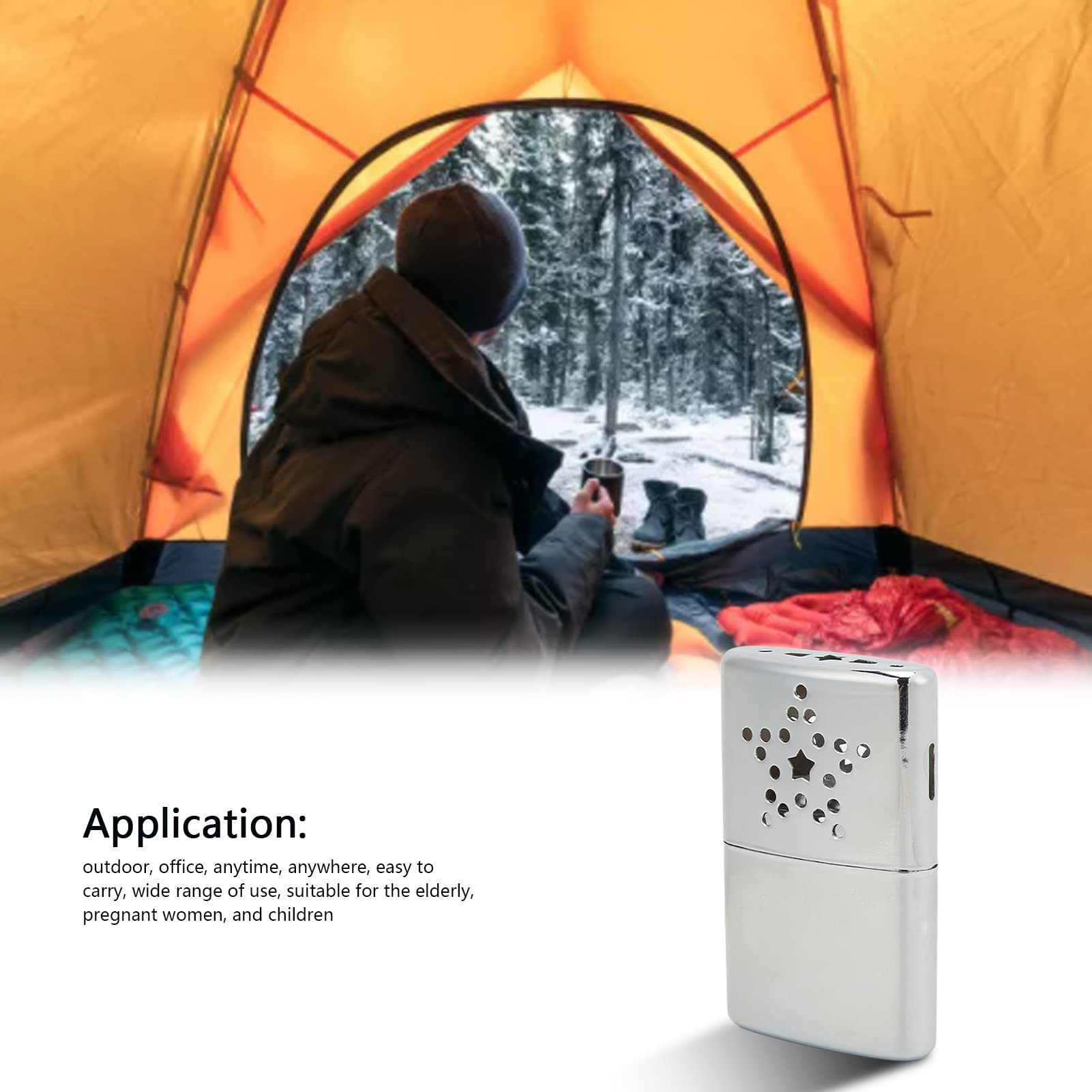 Fuel Hand Warmer, Refillable Hand Warmer Safe Heat Dissipation Holes Mini Hand Warmer Pocket Heater for Office, Camping, Fishing (Five-Pointed Star Hand Warmer)