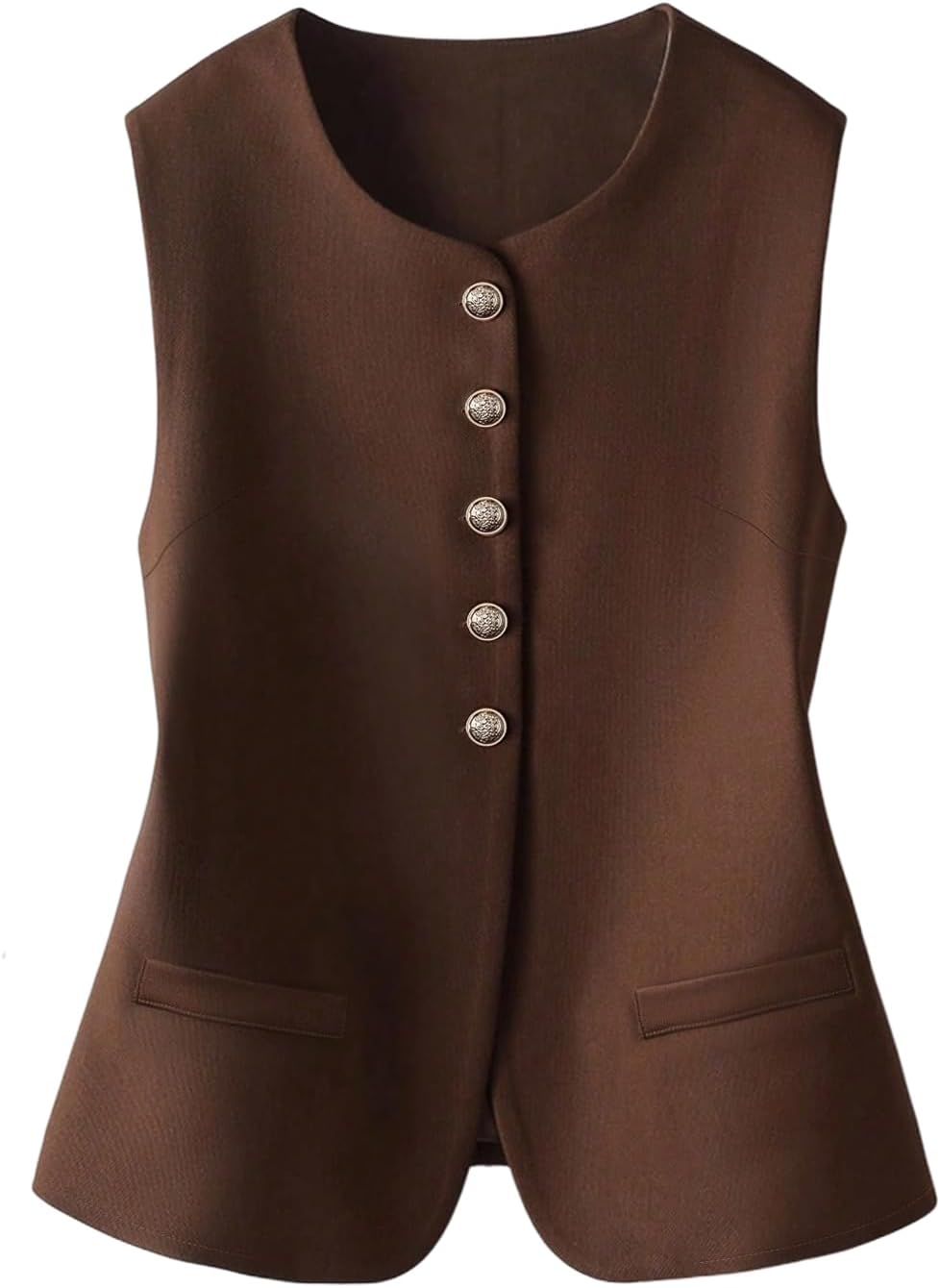 GORGLITTER Women's Metal Button Sleeveless Vest Elegant Suit Vests Business Casual Lightweight Jacket