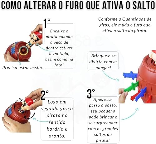 Pula Pirata Barril Brinquedo Infantil Educativo Jogo de Mesa Diversão Garantida Meninos e Meninas