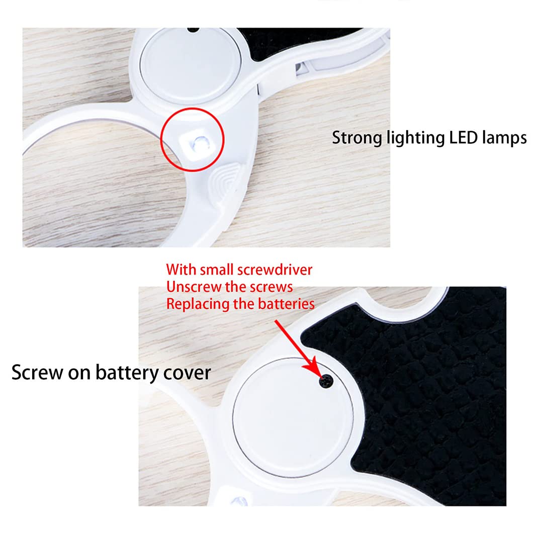 CanEve 2 PCS 40X Mini Lupa LED Lupa de Bolsillo Plegable con luz Lupa con protección giratoria for Lectura Joyeros Inspección Joyas Monedas Hobby TB Lupa (Color : B)