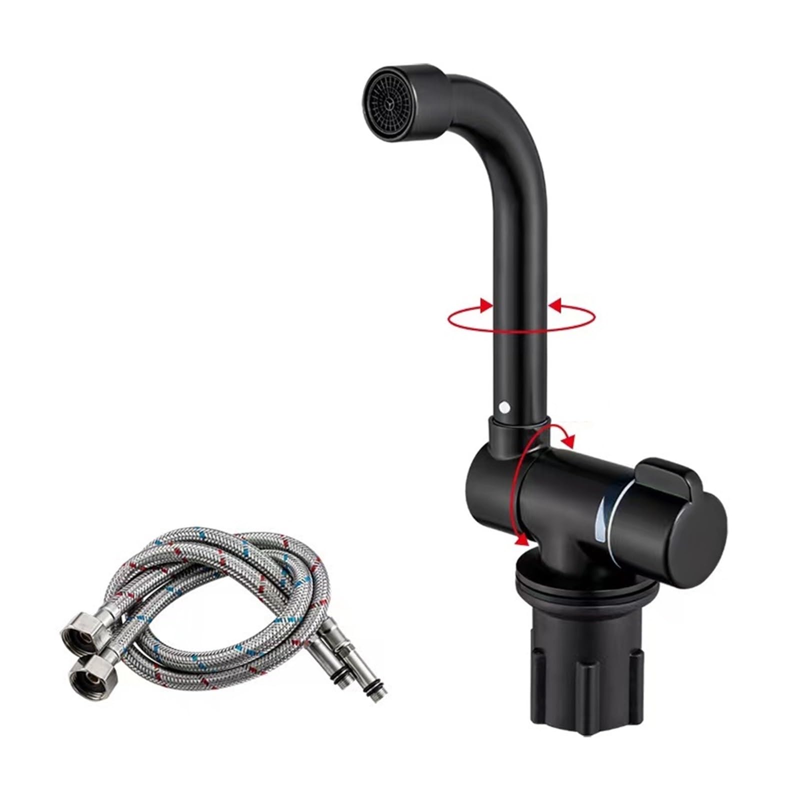 ZQFHSX Copper Caravan Boat 360 Rotation Cold Water Faucet Tap Kitchen Bathroom For RV Marine Deck Hatch Modification(Black)