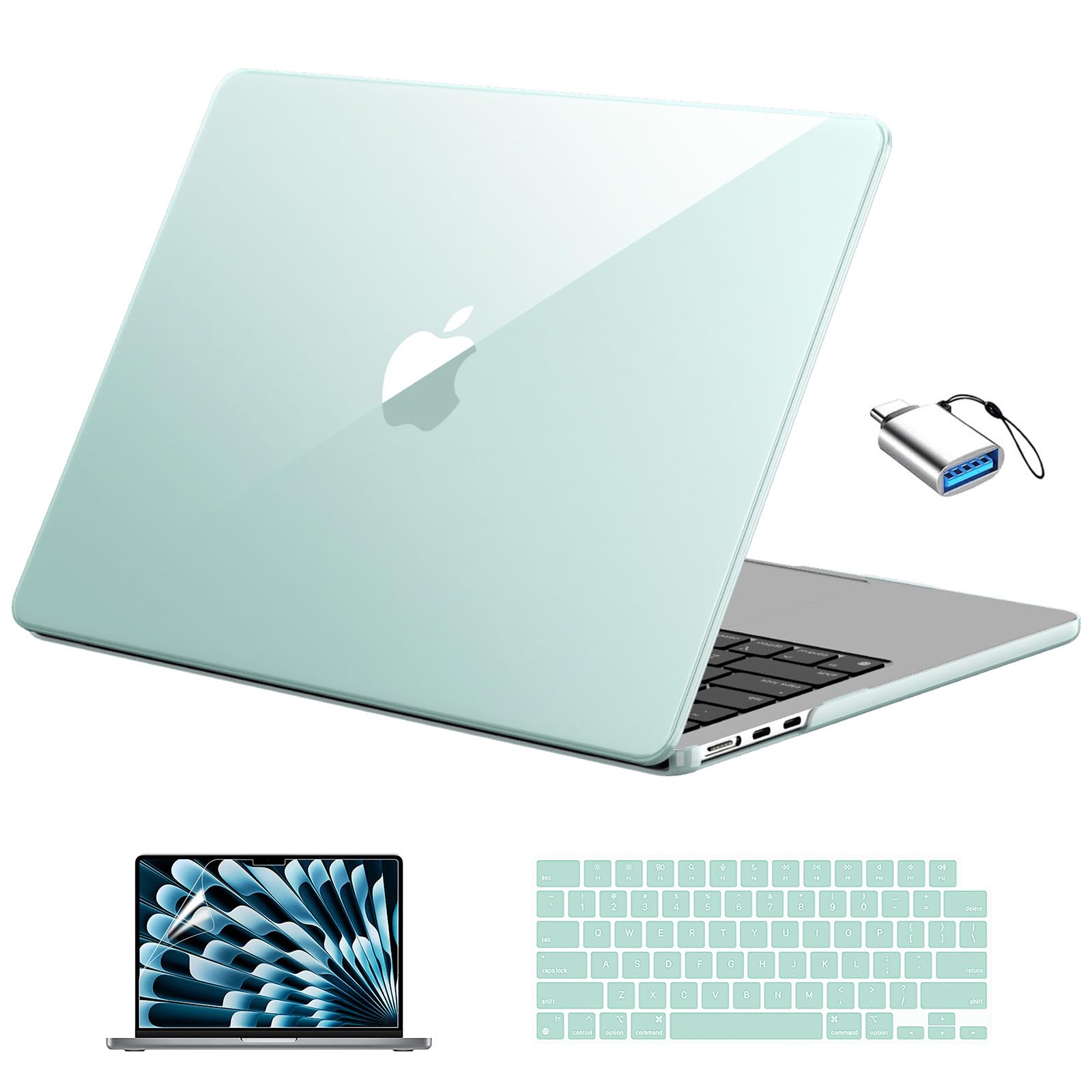 EooCoo for MacBook Air 13 inch Case M5/M4/M3/M2 2026-2022, Sage Green