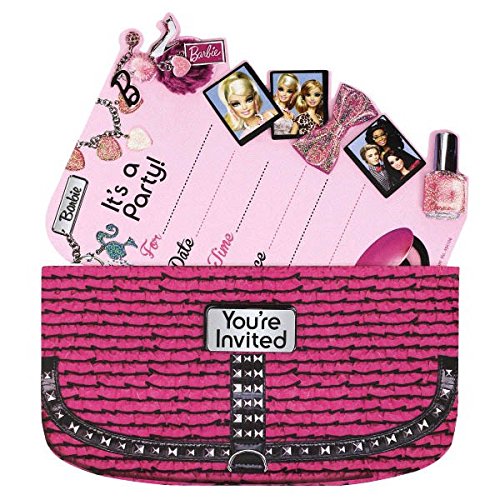 amscan Barbie Handbag Party Invitation Card (8 Piece), Pink, 7.4