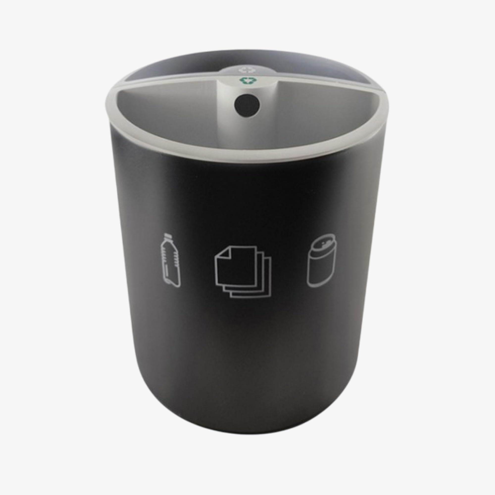 Poubelle de Tri 10L à Deux Compartiments – Corbeille Métal Ronde Noire avec 2 Compartiments | Poubelle Papier Chambre d’Hôtel, Bureaux, Maisons, Hôtels Green Key et Resorts