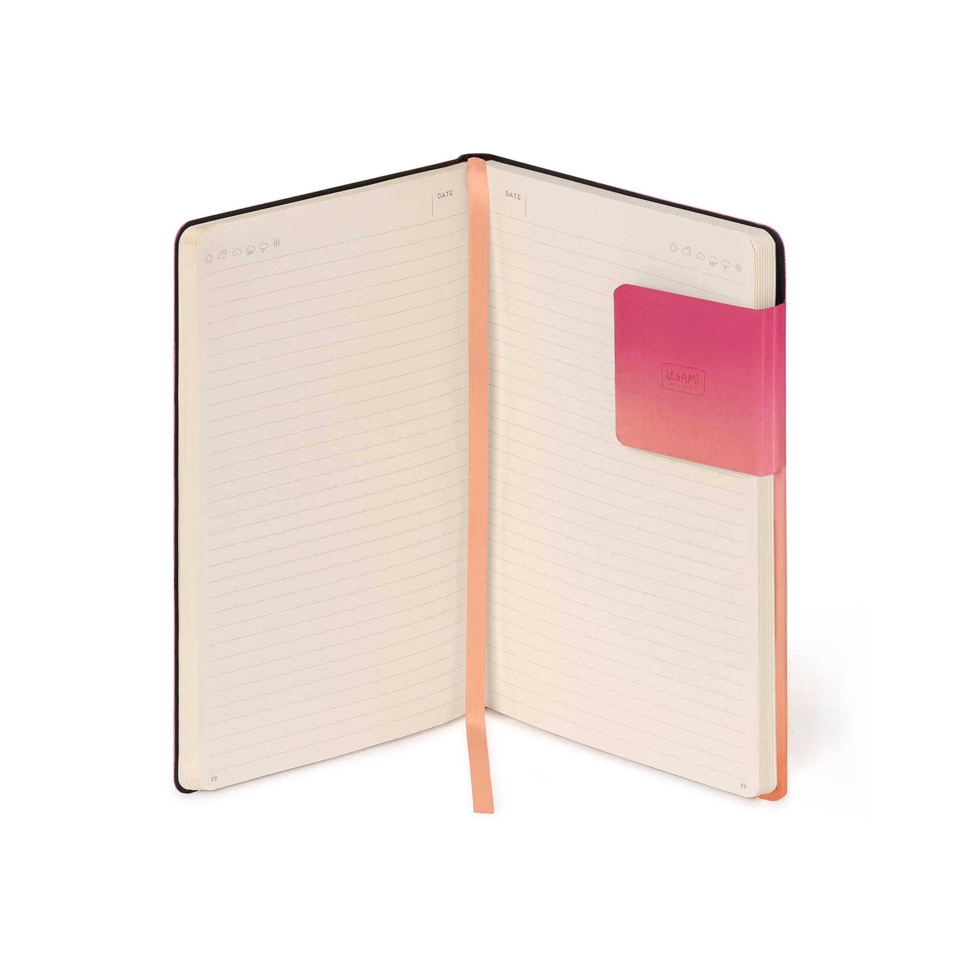 Legami - Not defteri çizgili, M beden, My Notebook fildişi renkli kağıttan 90 g/m², 192 sayfa, yumuşak kapak, lastik bantlı kilit, boyut 13 x 21 cm, Golden Hour