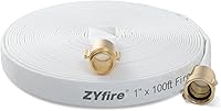 ZYfire 1" ID x 100FT TPU Fire Hose with Brass NST/NH Couplings - 750 PSI Burst, Abrasion-Resistant Firefighter Hose