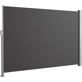 Floordirekt Aluminium Side Awning 200 x 300 cm Anthracite Extendable Privacy and Sun Protection for Balcony and Patio Polyester 280 g/m  PU UV Protection UPF50+ with Floor Bracket