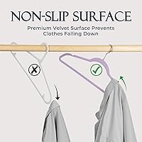 Vista 2 de HOUSE DAY Lt-Purple - Paquete de 60 perchas de terciopelo antideslizantes, perchas de fieltro resistentes para abrigos, perchas delgadas de alta