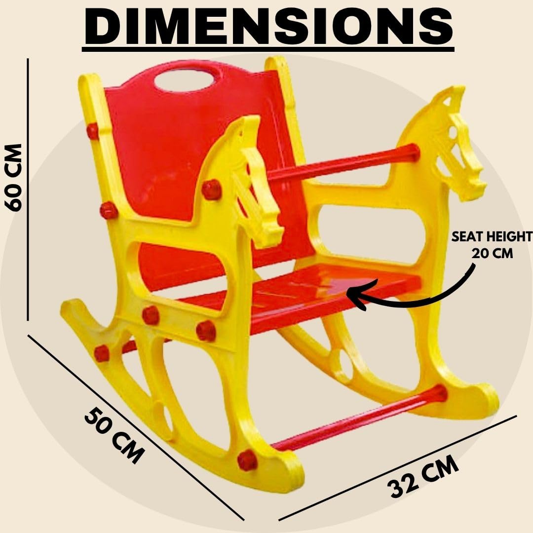 Baby Rocking Plastic Chair for Kids | Toddler Folding Reclining Seat | Swing Motion Sleeping Feeding Eating Sitting Playing Relaxing | Lightweight Portable | Age 6 Months to 3 Years (RED/YELLOW) 2