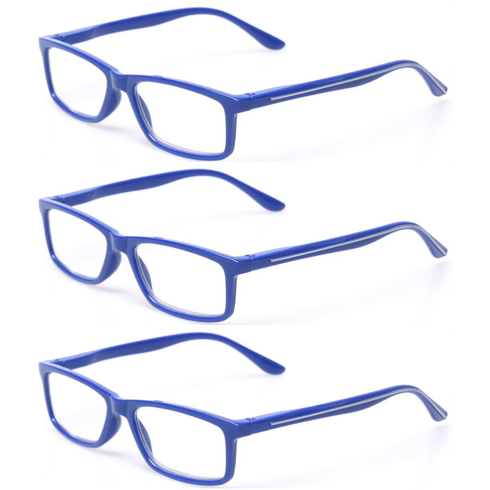 Kerecsen Reading Glasses Set of 3 Fashion Unisex Readers Spring Hinge
