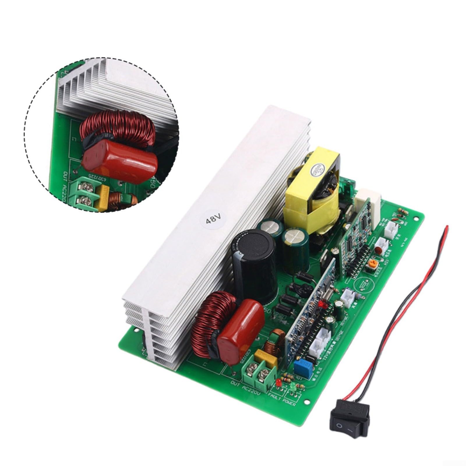 KiraKira DC 48V a AC 220V Inverter onda sinusoidale pura 1000W modulo convertitore di potenza con doppio fusibile e sistema di raffreddamento a temperatura controllata